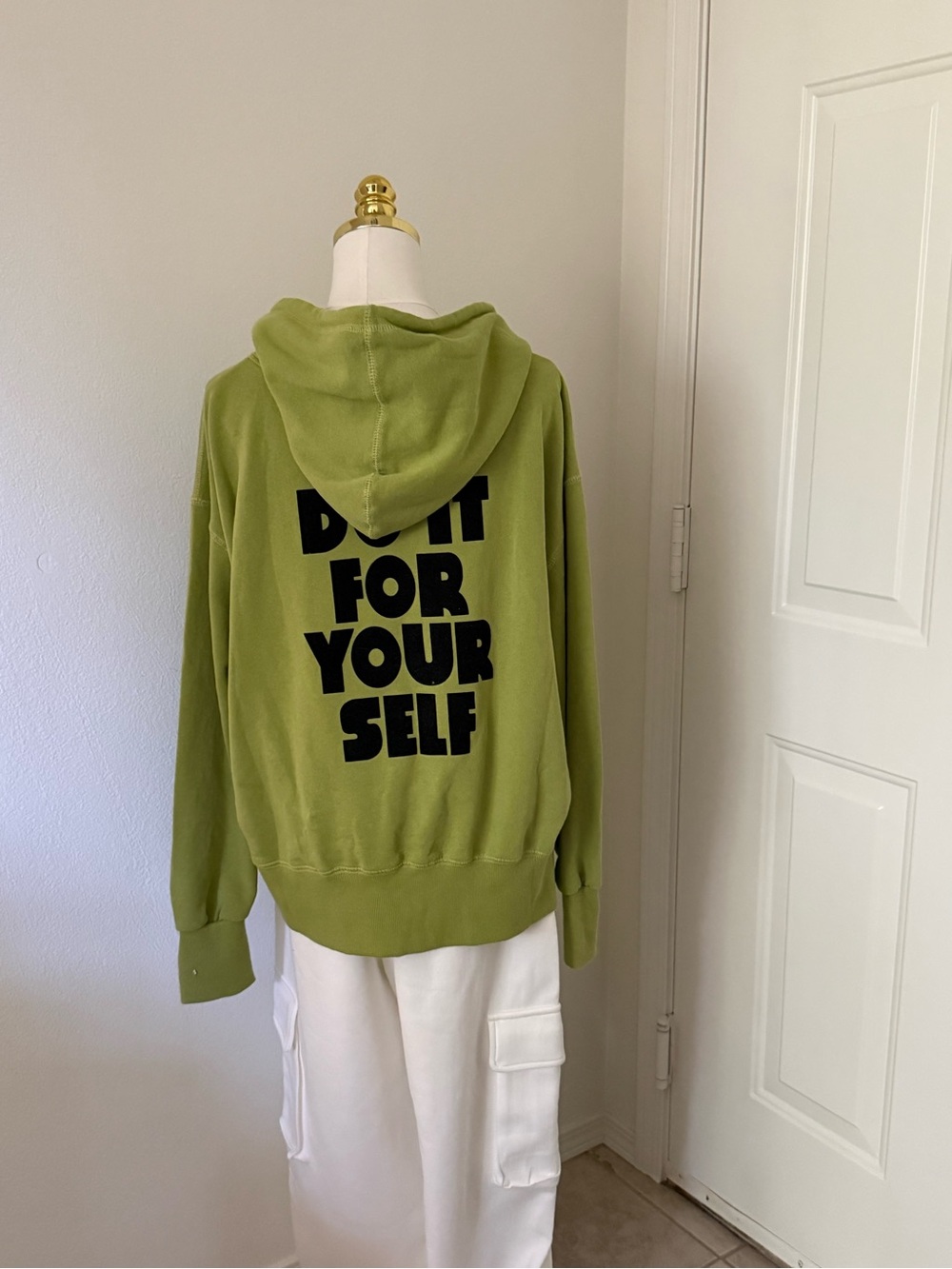 Olive Green Hooded Graphic Sweatshirt - Motivational Back Print